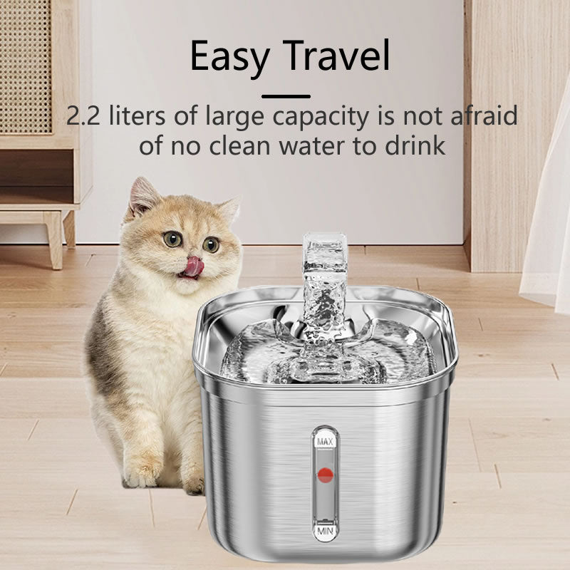 Stainless Steel Pet Water Fountain 2.2L